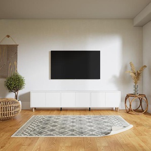 Lowboard Weiß - Designer-TV-Board: Türen in Weiß - Hochwertige Materialien - 226 x 52 x 34 cm, Komplett anpassbar