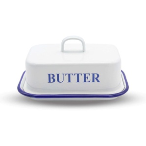 Butterdose KRÜGER Husum Lebensmittelaufbewahrungsbehälter Gr. B/H/L: 12 cm x 9 cm x 17 cm, weiß (weiß, blau) Butterdosen Lebensmittelaufbewahrungsbehälter