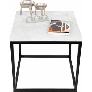 Beistelltisch TEMAHOME Praise Tische Gr. B/H/T: 50 cm x 50 cm x 50 cm, Schwarzes Beingestell, weiß (weiße marmorplatte) Beistelltische Tisch unterschiedliche Farben der Tischplatte und des Gestells, Breite 50 cm