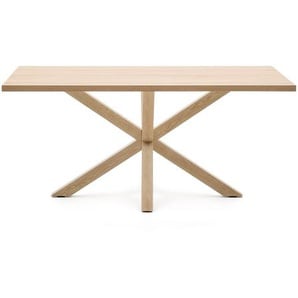 Kave Home - Argo Tisch 160 x 100 cm mit Melamin natur und Stahlbeinen mit Holzeffekt