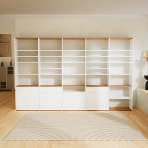 Aktenregal Weiß - Büroregal: Schubladen in Weiß & Türen in Weiß - Hochwertige Materialien - 375 x 233 x 34 cm, konfigurierbar