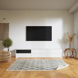 Lowboard Weiß - Designer-TV-Board: Schubladen in Weiß - Hochwertige Materialien - 226 x 42 x 34 cm, Komplett anpassbar