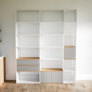 Aktenregal Grau - Büroregal: Schubladen in Grau & Türen in Grau - Hochwertige Materialien - 190 x 233 x 34 cm, konfigurierbar