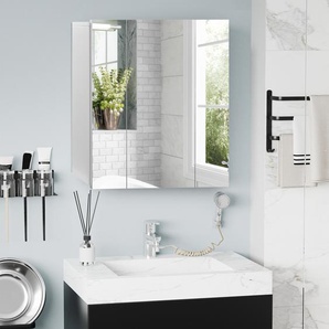 kleankin Spiegelschrank Badezimmerschrank Wandschrank für Badezimmer 3-Türig Badezimmerspiegel Weiß 70 x 15 x 60 cm