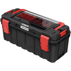 PROSPERPLAST Werkzeugbox X BLOCK ALU LOG Aufbewahrungsboxen 65 x 28 x 31,4 cm Gr. B/H/T: 65 cm x 31,4 cm x 28 cm, schwarz (schwarz, rot) Werkzeugkoffer
