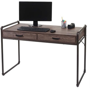 Schreibtisch HWC-F58, Bürotisch Computertisch, Industriedesign 75x120x60cm 3D-Struktur ~ braun Wildeiche-Optik