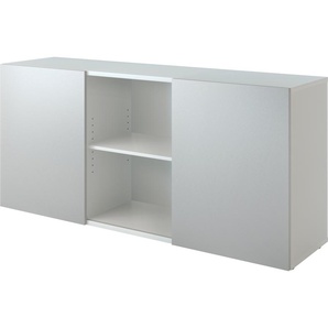bümö® Sideboard mit Schwebetüren in Weiß/Silber