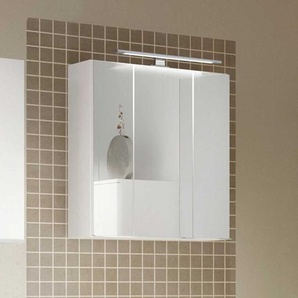 3 türiger Badspiegelschrank in Weiß LED Beleuchtung