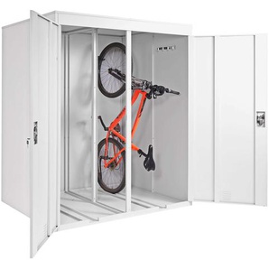 2er-Fahrradgarage HWC-H66, Fahrradbox Gerätehaus Fahrradunterstand, abschließbar Metall ~ hellgrau