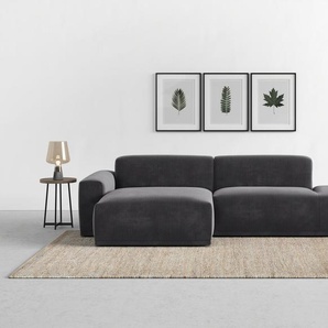 Ecksofa TRENDMANUFAKTUR Braga Sofas Gr. B/H/T: 275 cm x 72 cm x 160 cm, Breitcord, Recamiere links, grau (anthrazit) Ecksofas in moderner Optik, mit hochwertigem Kaltschaum, Cord bestellbar