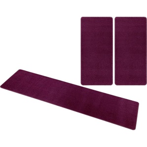 Bettumrandung Shashi HANSE Home, Höhe 8 mm, Kurzflor, Uni-Farben, Bettvorleger, 3-tlg. Läufer-Set, gekettelt