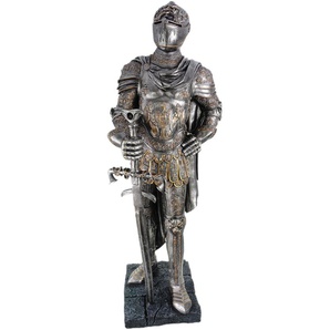 Vogler Prachtvoller  Ritter stehend mit Schwert in der Hand verzierte Rüstung 100 cm Figur Deko Skulptur Mittelalter Knight Löwenherz Burg Ritterburg
