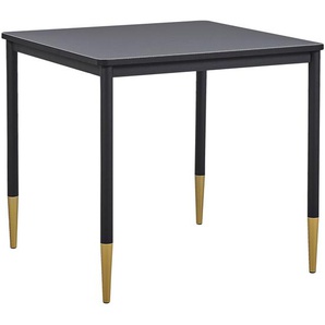 Esstisch Schwarz und Gold 80 x 80 cm MDF glänzende Tischplatte mit Metallbeinen Modern Glamour Stil Küche Esszimmer Wohnzimmer Wohnküche