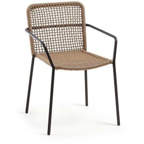 Stapelbare Stühle aus Kordel Geflecht und Metall Armlehnen (4er Set)