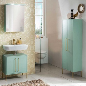 Badezimmer Einrichtung in Mintgrün und Goldfarben modern (dreiteilig)