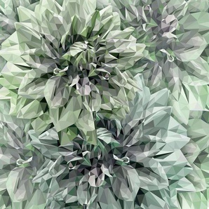KOMAR Fototapete Vliestapete Emerald Flowers Tapeten 300 x 280 cm Gr. B/L: 3 m x 2,8 m, grün (bunt) Fototapeten Natur