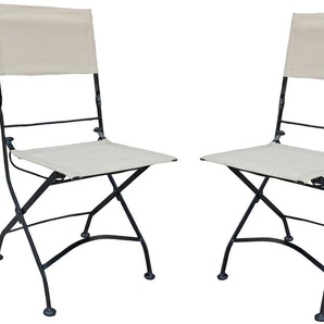 Klappstuhl GARDEN PLEASURE TRIEST Stühle Gr. B/H/T: 45 cm x 89 cm x 58 cm, 2 St., Stahl, beige (beige, schwarz) Gartenstuhl Gartenstühle 2er Set