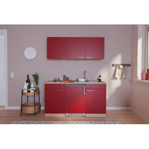 Respekta Miniküche , Rot, Eiche , 1 Schubladen , 150 cm , Küchen, Miniküchen