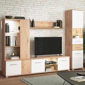 Wohnwand Weiß Hochglanz Modern Massiv Schrankwand Anbauwand Tv Möbel Homestyle4u