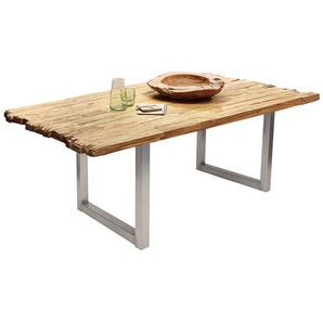 Holztisch aus Recyclingholz Platte mit Bruchkante