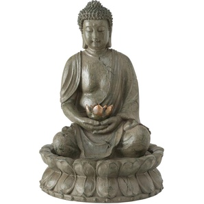 Buddhafigur BOLTZE Brunnen Buddha Dekofiguren Gr. B/H/T: 31 cm x 46 cm x 31 cm, grau (anthrazit) Figuren Skulpturen