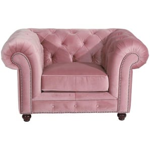 Max Winzer Chesterfield-Sessel Old England, mit edler Knopfheftung Samtvelours 20442, B/H/T: 131 cm x 76 96 rosa Chesterfield Sessel