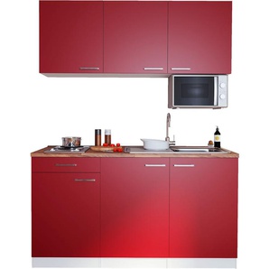 RESPEKTA Küche Luis, wahlweise mit Mikrowelle, Breite 150 cm B/H/T: x 200 60 cm, Küchenzeile, Inklusive Mikrowelle rot Küchenzeilen Elektrogeräte -blöcke Küchenmöbel