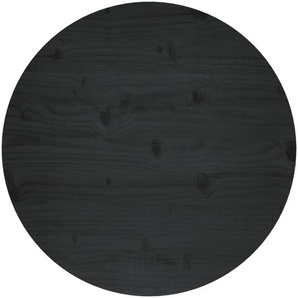 Tischplatte Schwarz Ø60x2,5 cm Massivholz Kiefer
