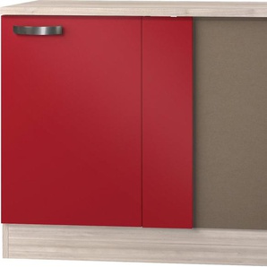 Eckunterschrank OPTIFIT Faro Schränke Gr. B/H/T: 100 cm x 84,8 cm x 60 cm, 1 St., rot (rot glanz) Eckunterschrank Küchenserien Schränke mit Metallgriff, Breite 100 cm