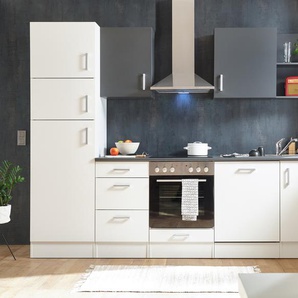 Küche CORNER Einbauküche Komplettküche mit E-Geräten 280cm weiß