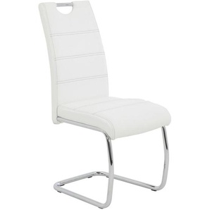 Carryhome Schwingstuhl , Weiß , Textil , Rundrohr , 43x98x59 cm , mit Griff , Esszimmer, Stühle, Esszimmerstühle, Schwingstühle