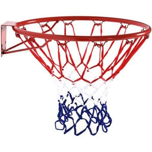 HOMCOM Basketballkorb mit Netz, Basketballnetz, Stahlrohr+Nylon, Rot + Blau + Weiß, ø46 cm