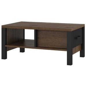 Sofa Tisch in Walnussfarben und Schwarz Industry und Loft Stil