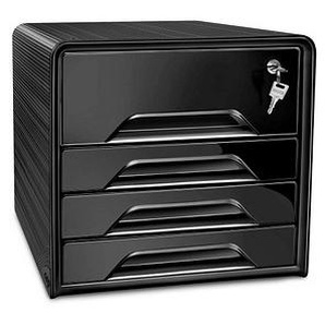 cep Schubladenbox Smoove Secure  schwarz DIN A4 mit 4 Schubladen