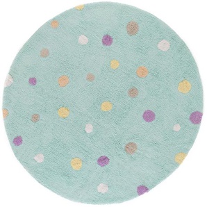 Lytte Waschbarer Kinderteppich Bambini Türkis ø 150 cm rund - Waschbarer Teppich für Kinderzimmer