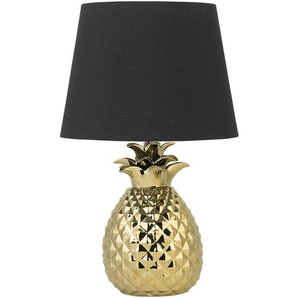 Stilvolle Tischleuchte Lampenfuß in Ananas Form gold/schwarz Keramik/Polyester