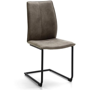 Schwingstuhl Capri in stone, mit schwarzem Kufengestell aus Eisen