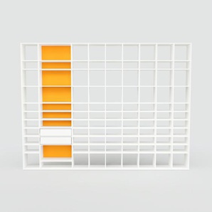Regalsystem Weiß - Flexibles Regalsystem: Schubladen in Weiß - Hochwertige Materialien - 385 x 291 x 34 cm, Komplett anpassbar
