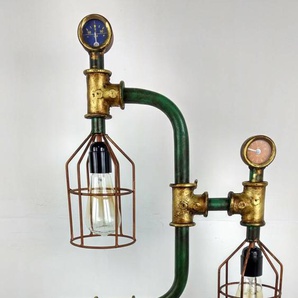 Tischlampe Vintage Lampe Tischleuchte Metall Rohr Industrial Leuchte 44x19x87...