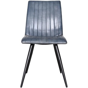 Clayre & Eef Esszimmer Stühle 48*64*89 cm Grau Blau Leder Esszimmer Stühle Küchenstühle Tischstühle