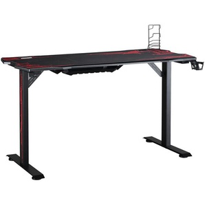 HOMCOM Gaming Tisch Schreibtisch Schwarz+Rot 140 cm x 70 cm x 77 cm