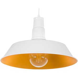 Hängeleuchte Weiß und Gelb Metall mit Schirm in Schalenform Modern Industrie Stil für Esszimmer Wohnküche Wohnzimmer