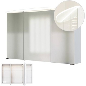 Spiegelschrank 100cm FLORIDO-03 weiß, transparenter LED-Acryldeckel, B x H x T 100 x 64 x 20 cm