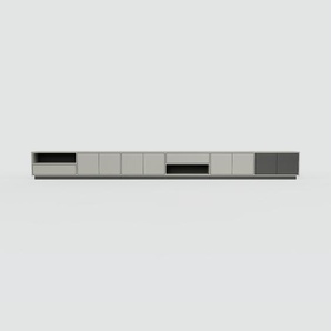 Lowboard Grau - TV-Board: Schubladen in Grau & Türen in Grau - Hochwertige Materialien - 450 x 46 x 34 cm, Komplett anpassbar