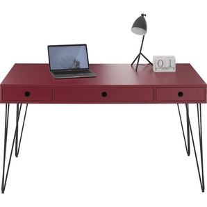 Schreibtisch SET ONE BY MUSTERRING chicago Tische Gr. B/H/T: 140 cm x 78 cm x 70 cm, rot (lack matt dark red, lack red) Schreibtische mit 3 Schubladen, Breite 140 cm