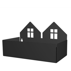 Aufbewahrung im Kinderzimmer, Twin House Box, in schwarz, aus Metall, von roommate