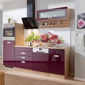 HELD MÖBEL Küchenzeile Fulda, ohne E-Geräte, Breite 250 cm B: lila Küchenzeilen Elektrogeräte -blöcke Küchenmöbel