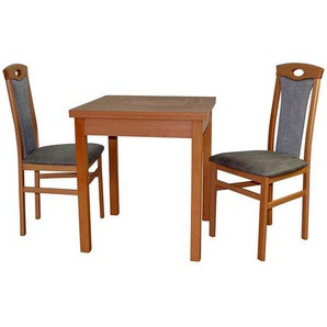 Esszimmer Sitzgruppe Tisch ausziehbar Stühle in Hellgrau (dreiteilig)