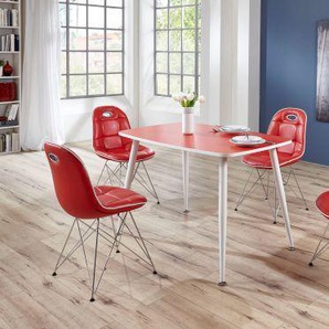 Essgruppe Tischgruppe Anja / Pep 2,tisch Und Stühle Rot-weiß 5 Teilig