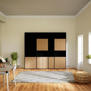 Aktenregal Schwarz - Flexibles Büroregal: Türen in Eiche - Hochwertige Materialien - 264 x 233 x 34 cm, konfigurierbar